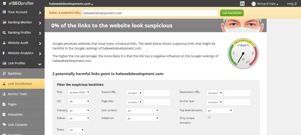 Find Harmful Backlinks For A Website